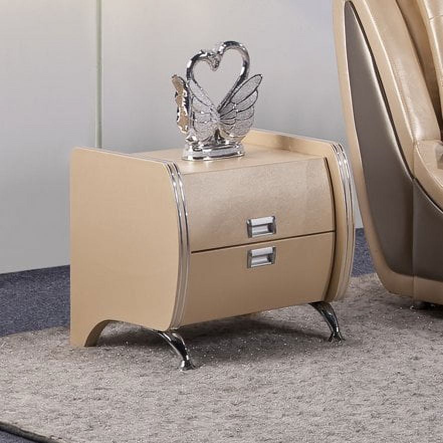 US Pride Furniture Victoria 2 Drawer Faux Leather Nightstand,Gold,B8047-NS