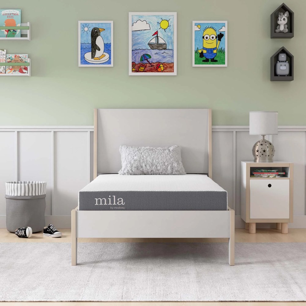 Modway Mila 6" Modern Style Memory Foam Twin Mattress in Gray