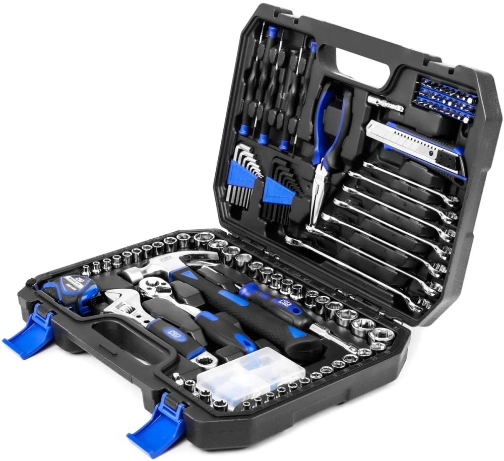 199-Piece Hand Tool Set,PROSTORMER Mixed Socket Wrench Household/Auto Repair Tool Kit with Toolbox Storage Case for Mechanical Repair,DIY,Home Maintenance