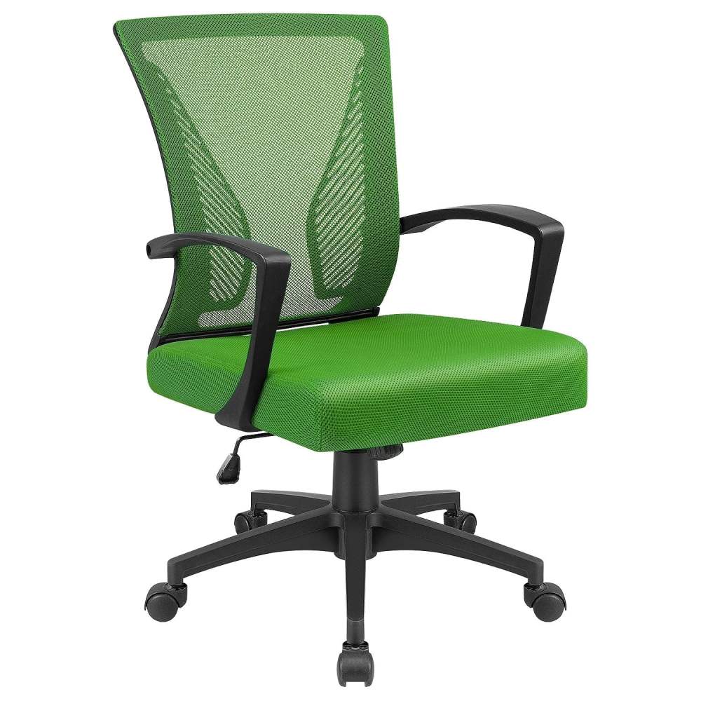 Lacoo Mid-Back Office Desk Chair Ergonomic Mesh Task Chair with Lumbar Support,Green