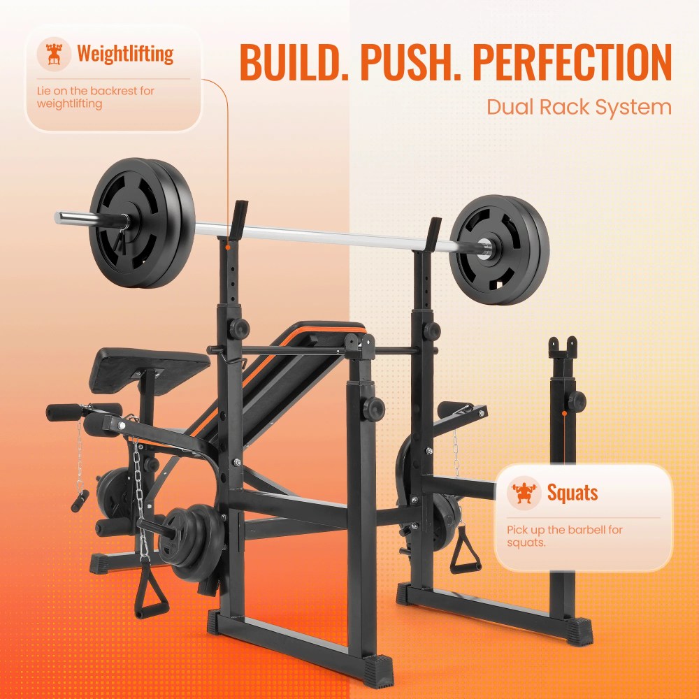 GASKY Adjustable Weight Bench 600lbs 7-in-1 Foldable Multi-Function Workout Bench Set with 2 Barbell Rack & Leg Extension for Full Body Strength Training Home/Gym Gifts for Him - Image 6