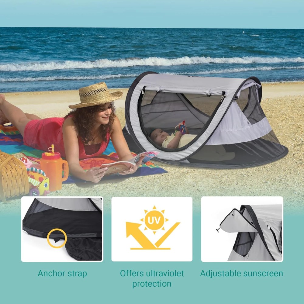 KidCo P4012 - Peapod Plus Portable Mesh Baby Toddler Travel Tent & Storage Bag, Play Tent, Pack and Play, Extra Room, Ages 6 Months - 5 Years (Midnight) - Image 6