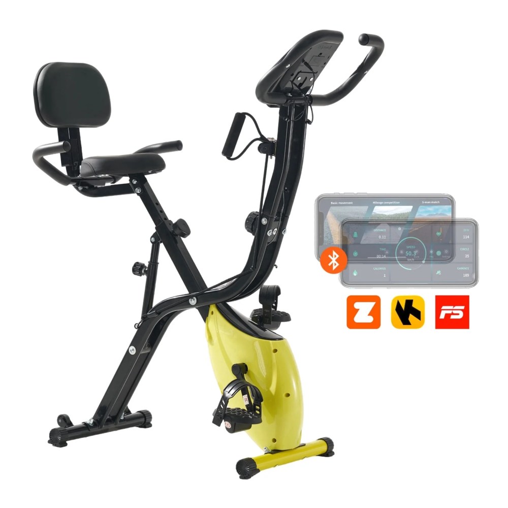 YR Folding Exercise Bike 8 Levels Magnetic Resistance Fitness Equipment with LCD Display