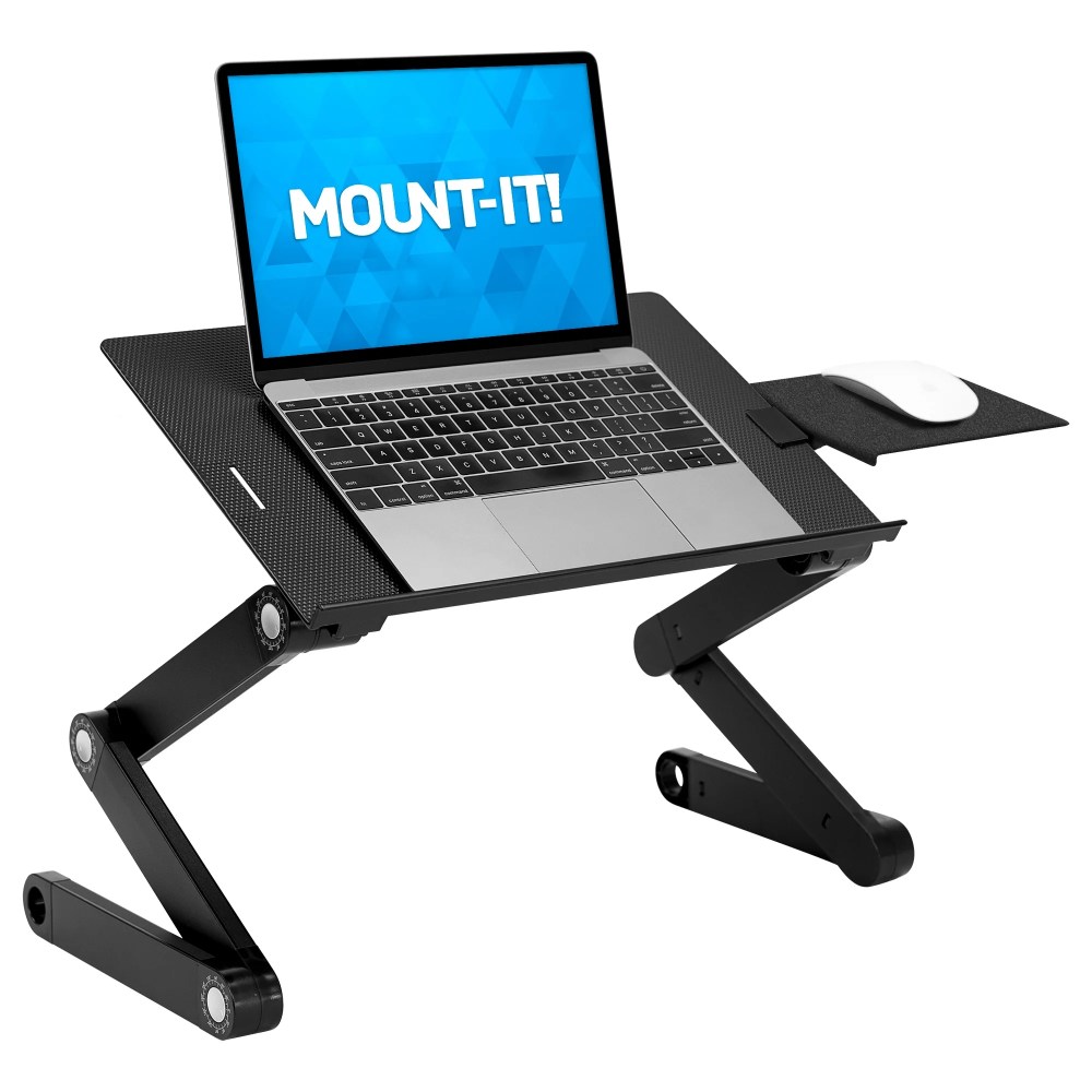 Mount-It! Adjustable Laptop Stand with Built-in Cooling Fans and Mouse Pad Tray  Portable and Lightweight