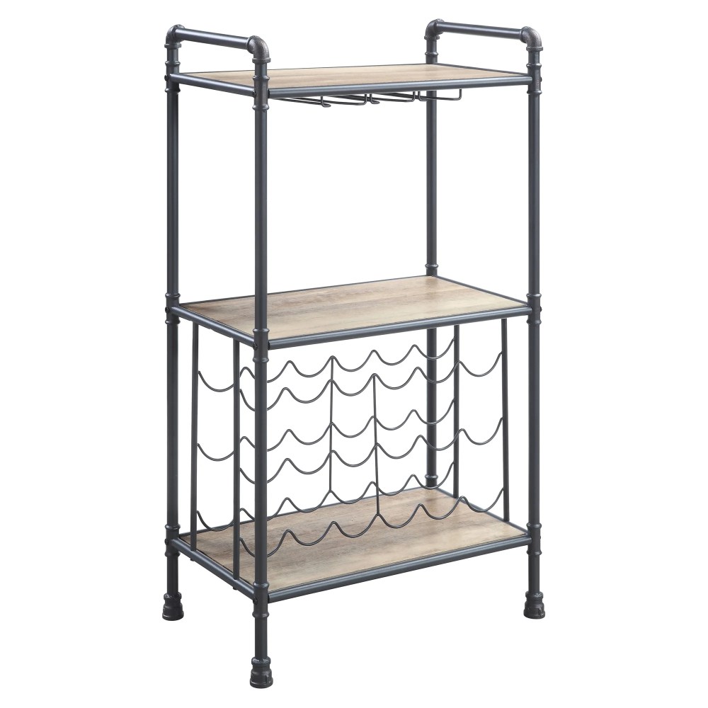 ACME Brantley Storage Wine Rack in Antique Oak and Sandy Gray