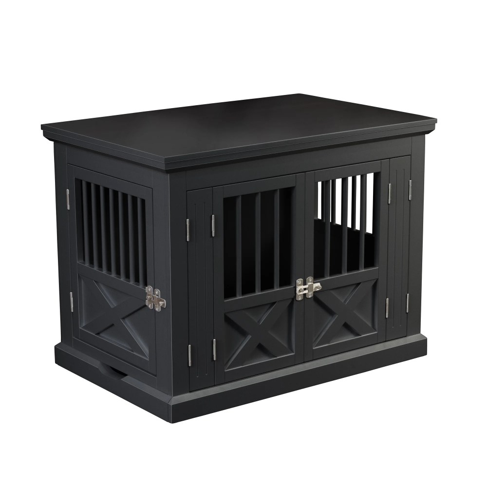 Contemporary Home Living 30.5" Black Rectangular Medium Slide Triple Door Dog Crate