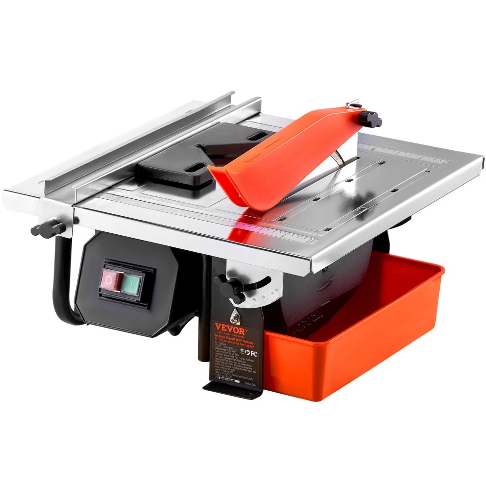 VEVOR Wet Tile Saw,7-inch 65Mn Steel Blade,3500 RPM Induction Motor,Tile Cutter Wet Saw with Water Reservoir,0-45 Degrees Miter Angle for Cutting Tiles and Stones,for DIY Enthusiasts