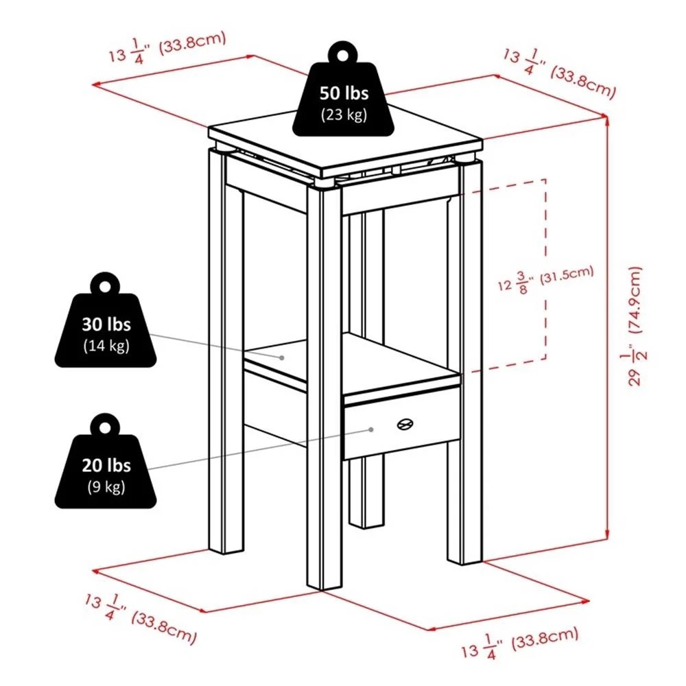 Winsome Linea Transitional Solid Wood End Table with Chrome Accents in Espresso - Image 2