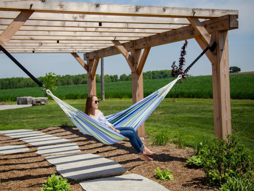 Vivere Double Brazilian Style Cotton Hammock - Oasis - Image 3