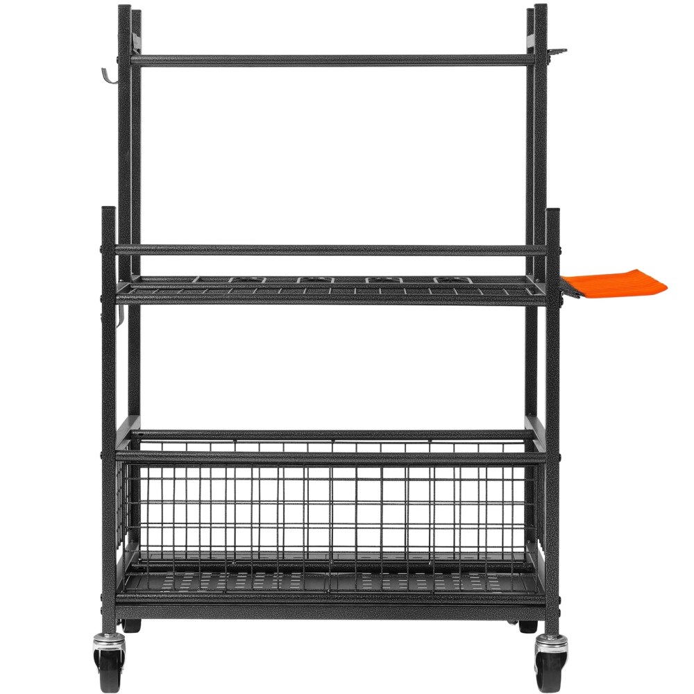 KFFKFF Garden Tool Storage Rack with Wheels Garage Organizer 16 Slots with Hooks - Image 3