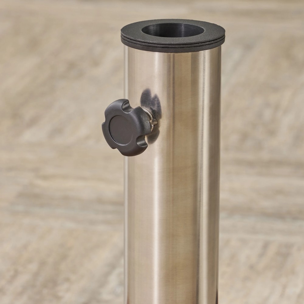 Outdoor 132lb Concrete Circular Umbrella Base with Stainless Steel Collar, Black - Image 5