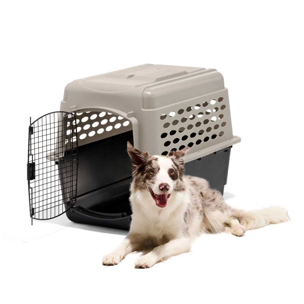 Petmate Vari Medium Plastic Portable Dog Kennel Airline Friendly Pet Carrier, 32" for Pets 30-50 lb, Taupe/Black - Image 9