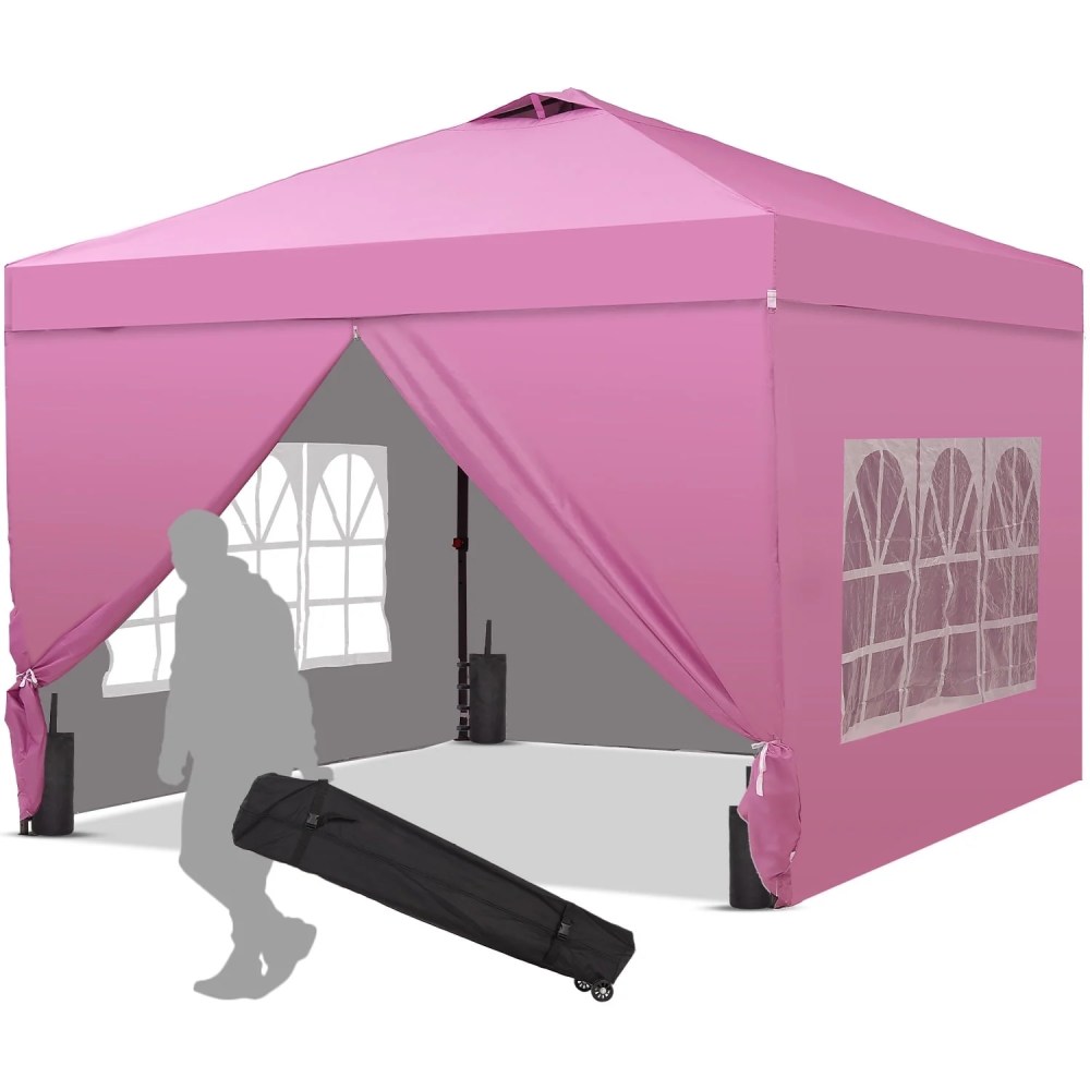 Wesfital 1212 Pop Up Canopy with 4 Sidewalls,  Portable Outdoor Canopy Tent with Carrying Bag,  Adjustable Height,  Water-Resistant,  UV Protection,  Easy Setup Canopy for Events,  Parties,  Camping,