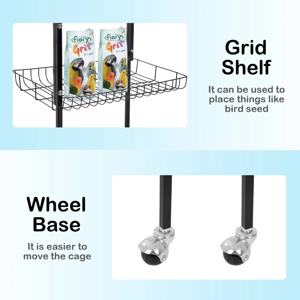 BestPet Large 64 in Metal Flight Cage with Rolling Stand, Black - Image 4