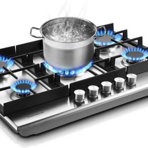 30 inch Gas Cooktop Gas Stove Top w/ 5 High Efficiency Burner Bulit-in Stainless Steel Gas Stoves for Kitchen NG/LPG Convertible Thermocouple Protection