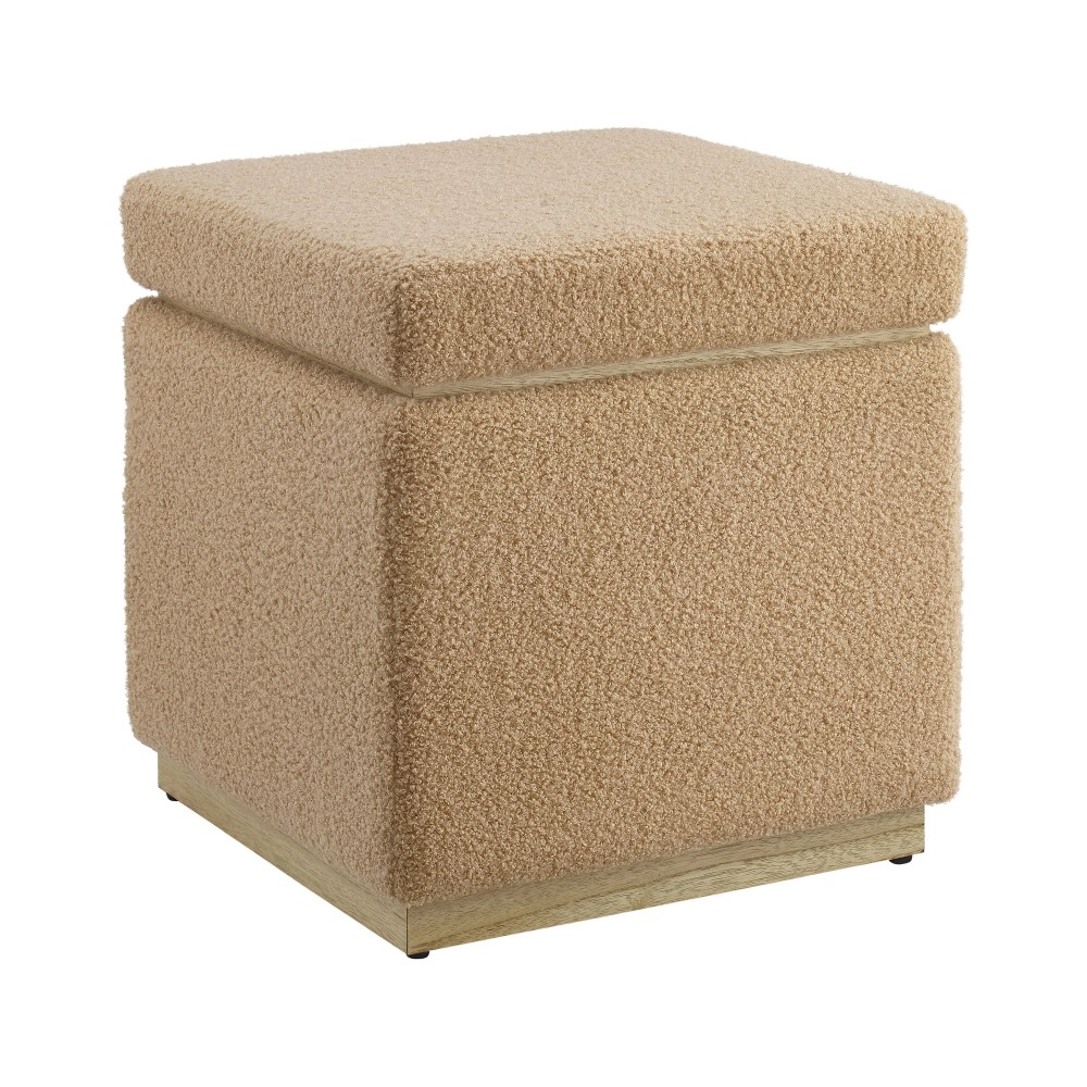 Linon Elta Square Storage Ottoman,Tan Sherpa