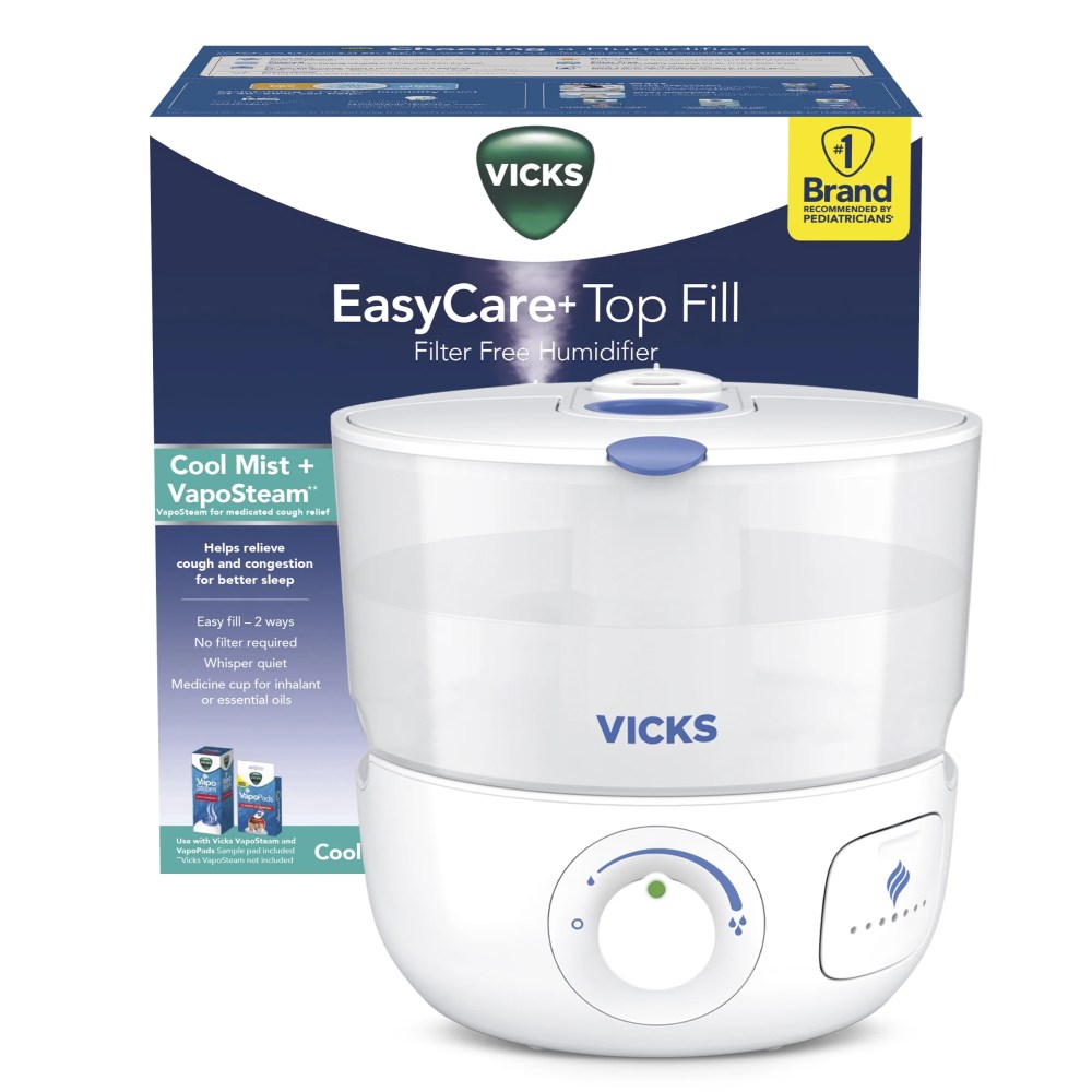 Vicks EasyCare Top Fill Ultrasonic Cool Mist Humidifier,400 sq ft,White,VUL585
