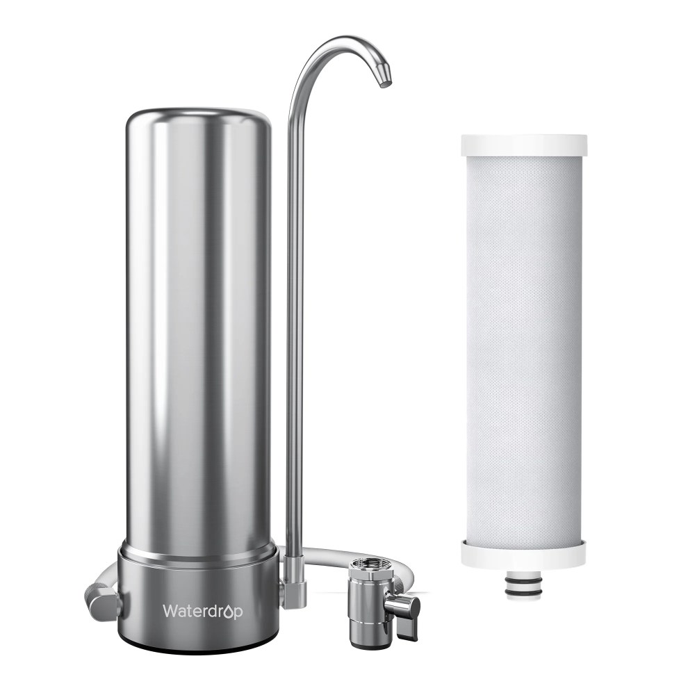 Waterdrop Countertop Filter System,5-Stage Stainless Steel Countertop Filter,8000 Gallons Faucet Water Filter,Reduces Heavy Metals,Bad Taste and Up to 99 of Chlorine & Replacement Filter