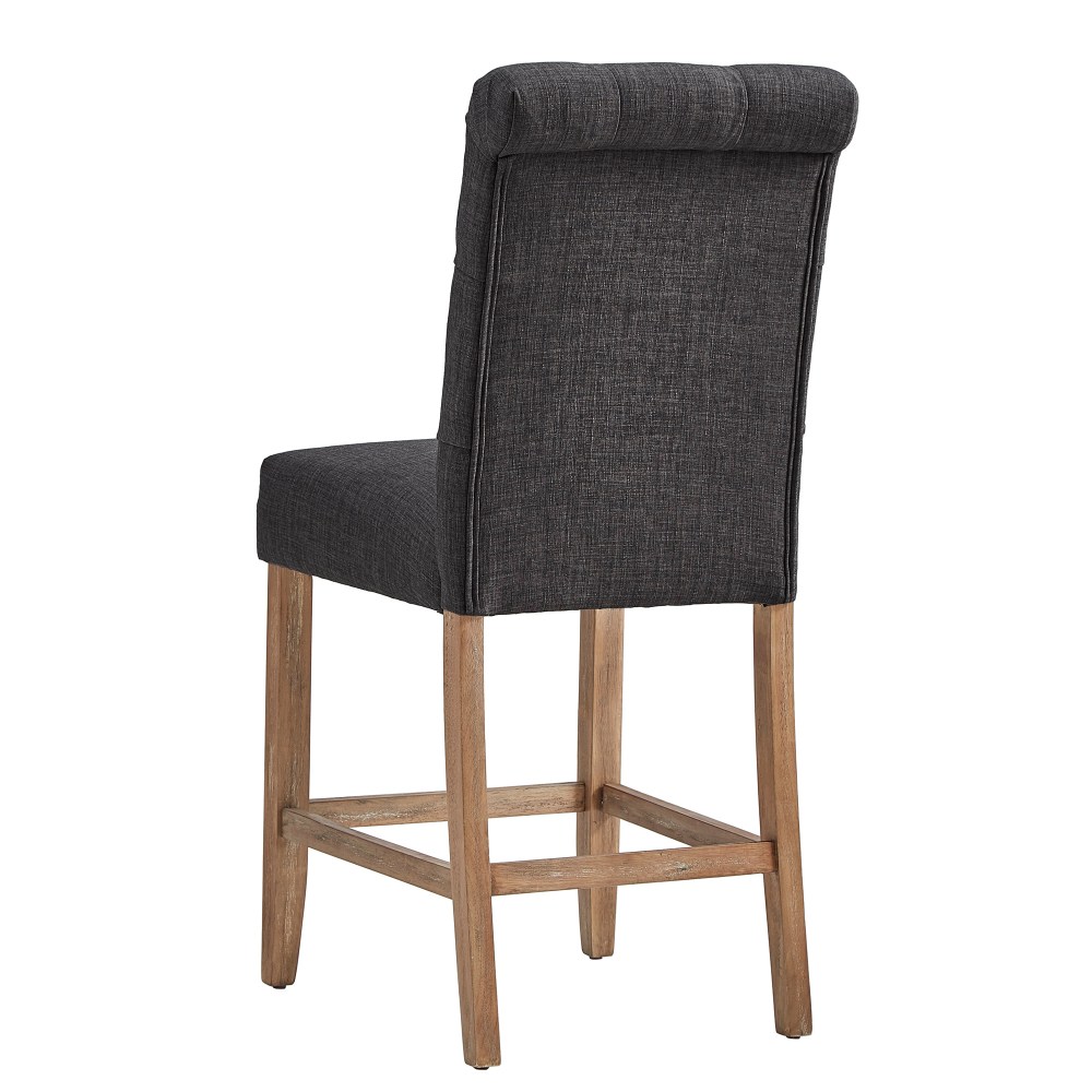 Weston Home Santine Tufted Rolled Back 24" Counter Height Stools,Set of 2,Dark Grey - Image 2
