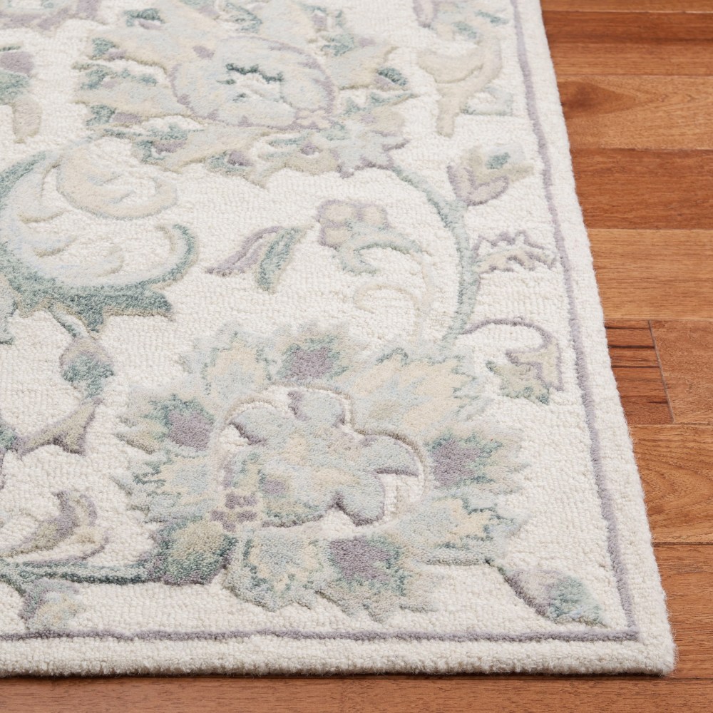 SAFAVIEH Glamour Catrine Bordered Wool Area Rug, Ivory/Grey, 5" x 8" - Image 2