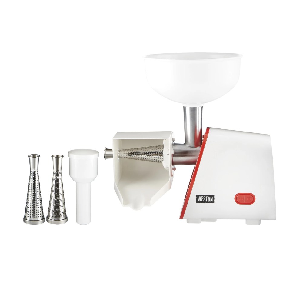 Weston Deluxe Electric Tomato Strainer,Great for Canning,Juicer Press Machine,White