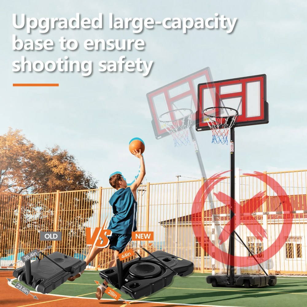 JIOABL 6.1ft-10ft Adjustable Height 44" Outdoor Basketball Hoop for Adult, Red - Image 4