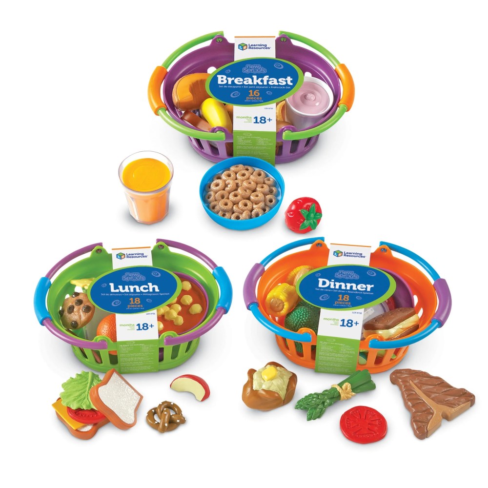 Learning Resources New Sprouts Bundle of Breakfast, Lunch and Dinner, Toddler Pretend Play Food, Ages 18mos