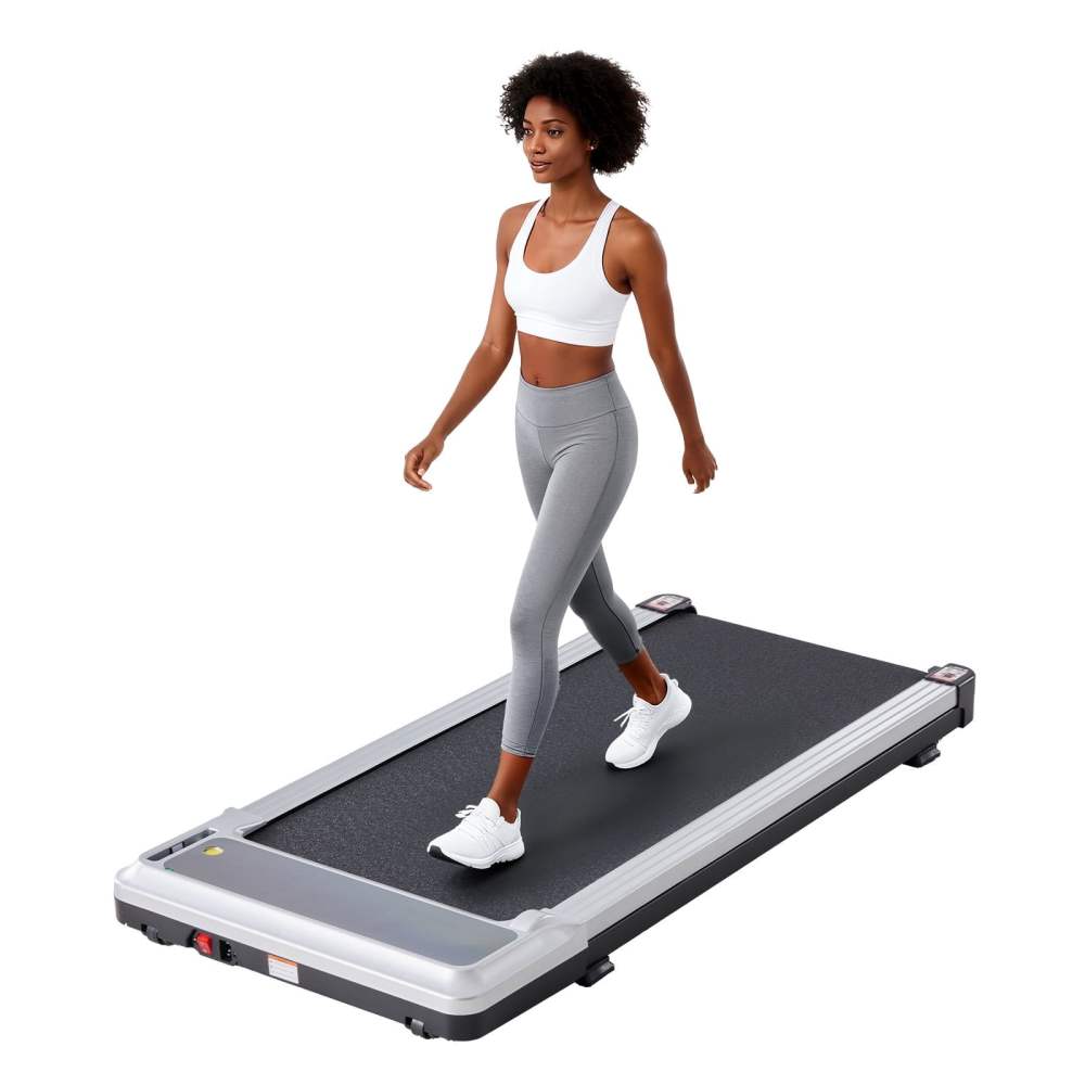JIOABL Compact Treadmill Under-Desk Walking Pad,  Quiet & Portable Exercise Workout Fitness Machine for Home Office Small Spaces,  Silver