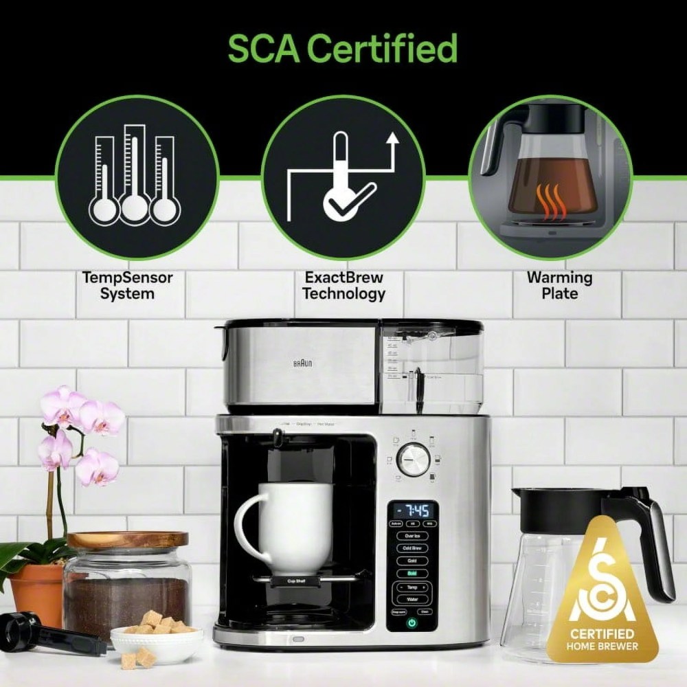 Braun MultiServe Plus 10- Cup Pod Free Drip Coffee Maker,7 Brew Sizes / Hot & Cold Brew & Hot Water for Tea,Stainless steel KF9370SI - Image 6