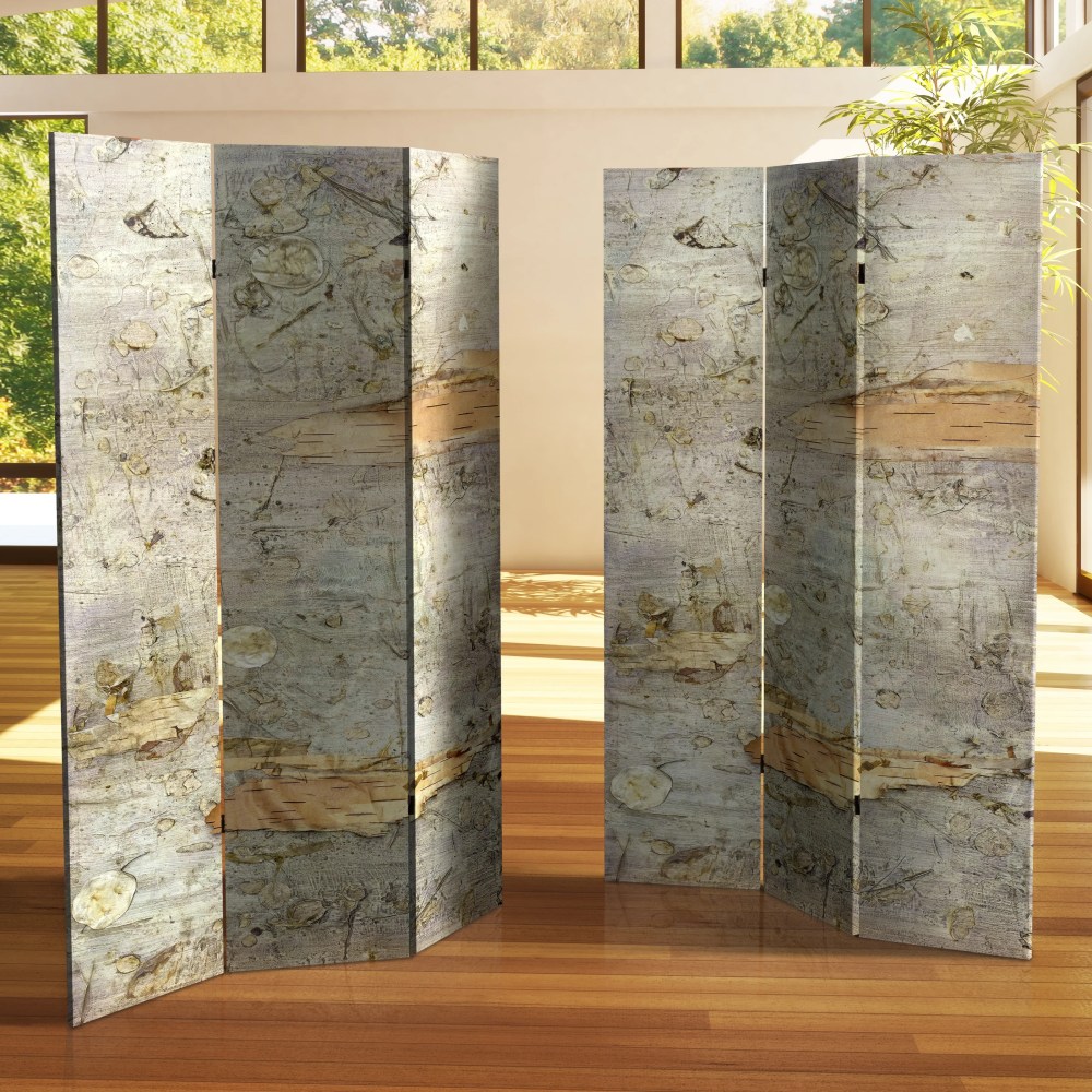 Red Lantern 6 ft. Tall Pale Forest Canvas Folding Room Divider - 3 Panel, Natural Wood Frame - Image 2
