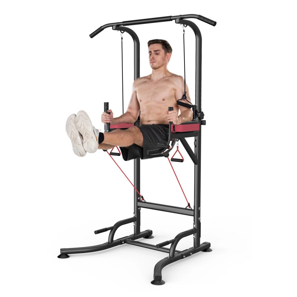AQUVII Pull Up Rack Bar, 450 LBs Power Tower Dip Bar Station Dip Stand Multi-Function Home Strength Training Fitness Workout Station for Home Gym - Image 2