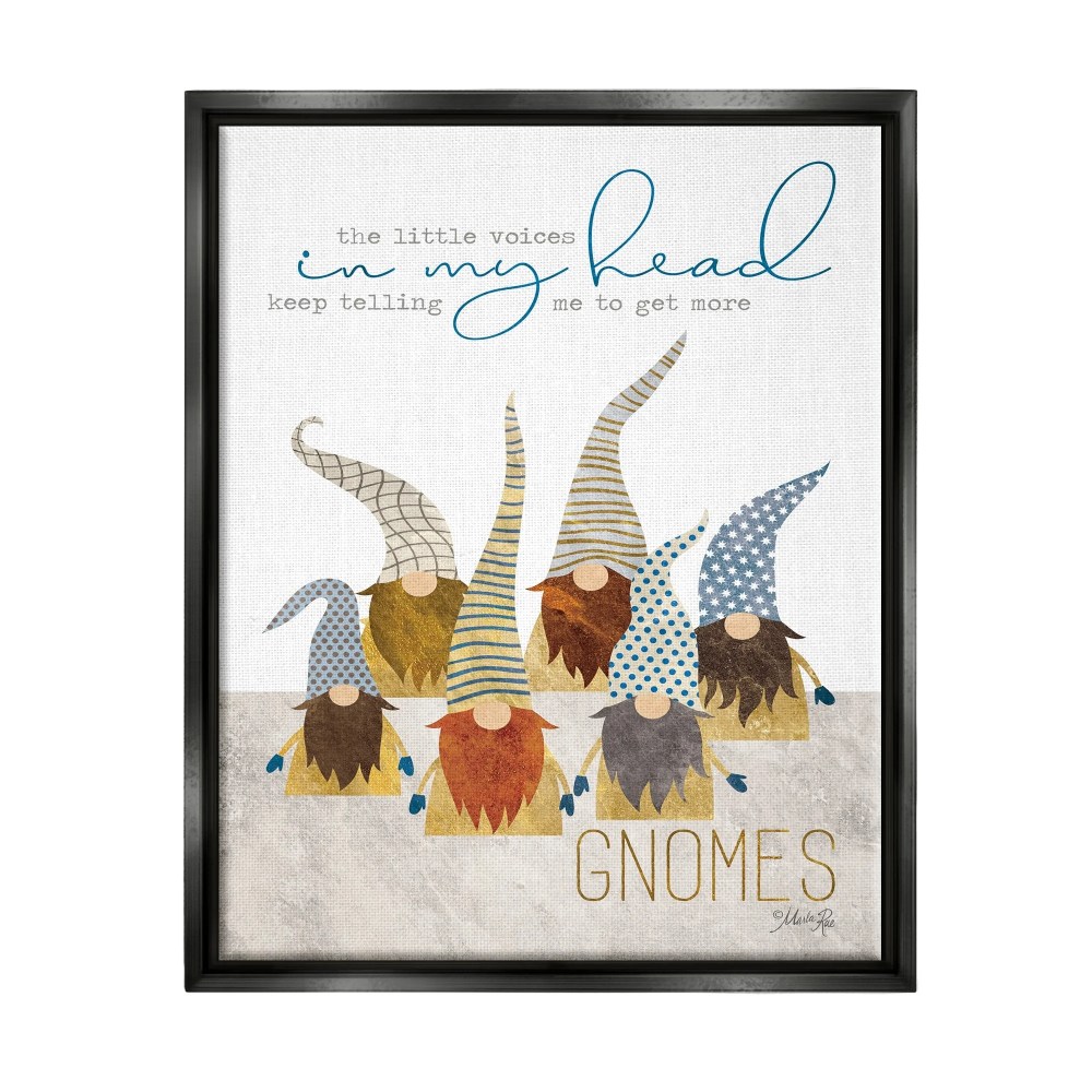 Stupell Industries Voices Inside My Head Home Gardener Gnome Quote Jet Black Framed Floating Canvas Wall Art, 1620, by Marla Rae