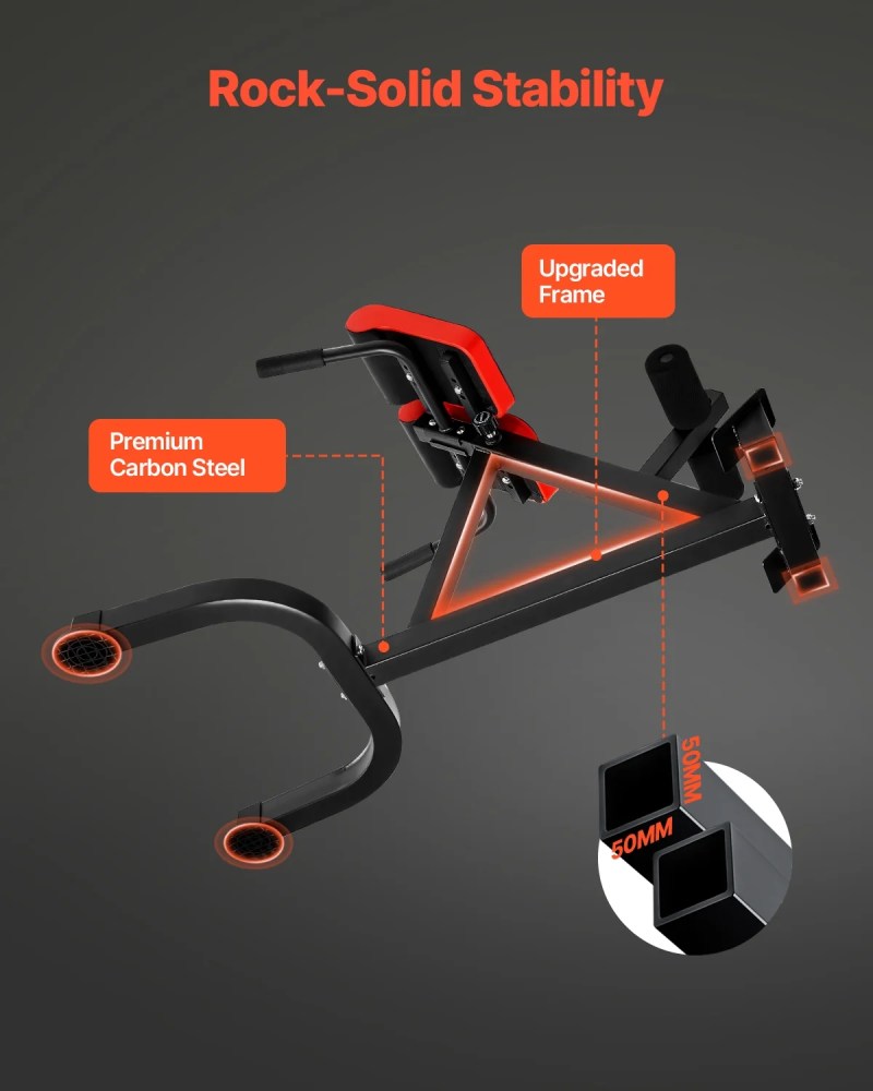 VEVOR Roman Chair Hyperextension Bench, 300 lbs Adjustable Extension Machine, Multi-Function Exercise Equipment for Glute, Hamstring, Lower Back, and Ab Workout, Fitness Weight Bench for Home Gy - Image 7