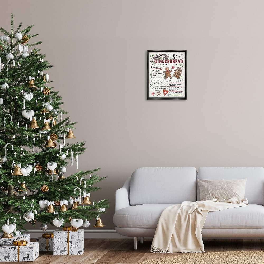 Stupell Industries Homemade Gingerbread Cookies Holiday Cooking Instructions Jet Black Framed Floating Canvas Wall Art, 1620, by Anne Tavoletti - Image 4