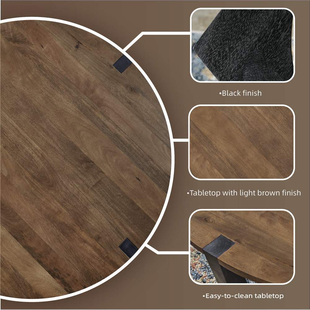 Signature Design by Ashley Hanneforth Round Coffee Table,Brown/Black - Image 3