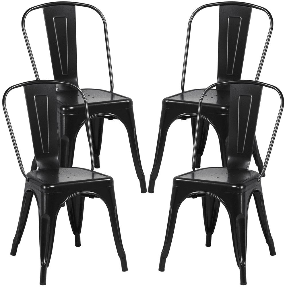 Alden Design Dining Chair,Set of 4,Black