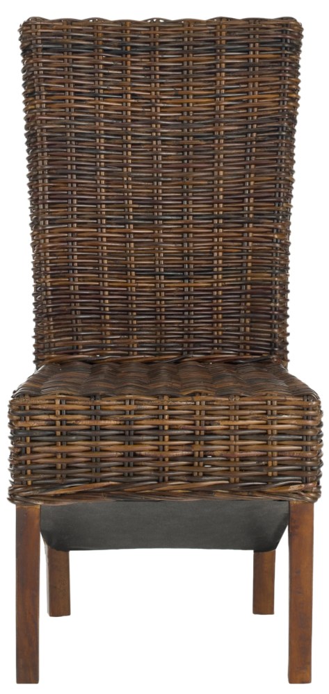 SAFAVIEH Ridge Bohemian Rattan Solid Dining Parsons Chair, Croco (Set of 2) - Image 2