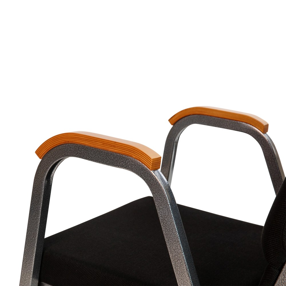 Flash Furniture HERCULES Series 21"W Stacking Wood Accent Arm Church Chair in Black Fabric - Silver Vein Frame - Image 3