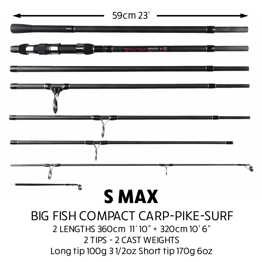 Rigged and Ready S Max. Big Fish Powerful Predator Surf Travel Fishing Rod 2 Tips Hi-Carbon 11' 10" & 10' 7" Options Compact Rod 23" Case 26" Cast W 3.56 oz - Image 7