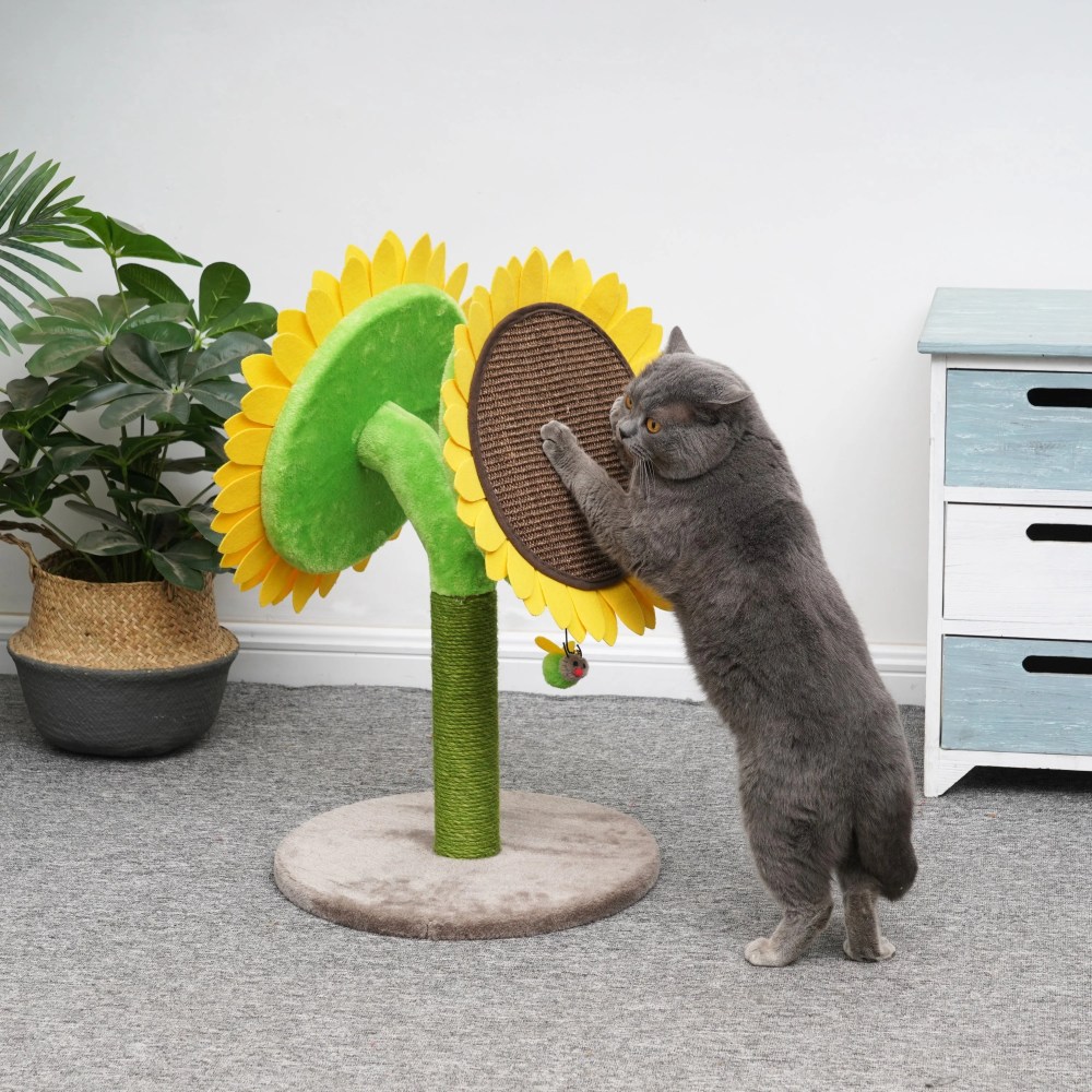 Catry 26" Sunflower Cat Scratcher with Replaceable Sisal Post, Double Jute Scratching Pads, for Multi-cat Home - Image 2