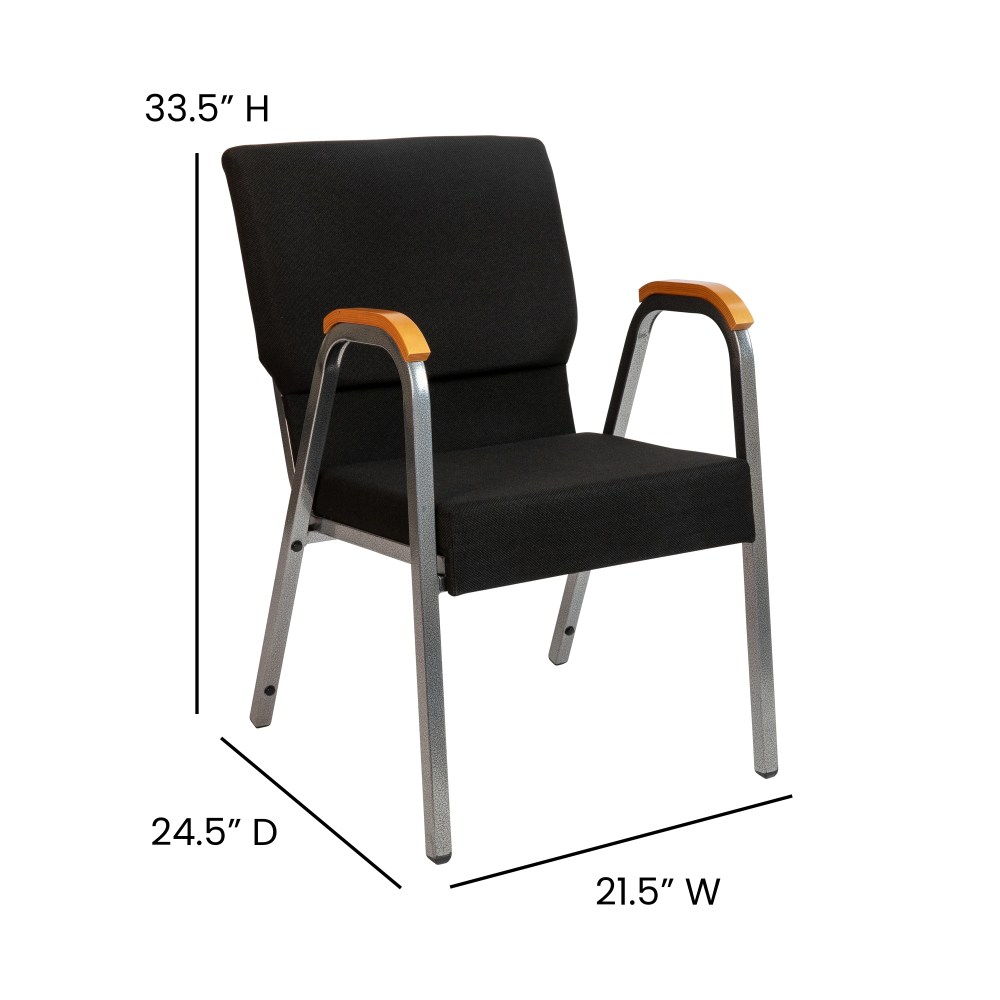 Flash Furniture HERCULES Series 21"W Stacking Wood Accent Arm Church Chair in Black Fabric - Silver Vein Frame - Image 11