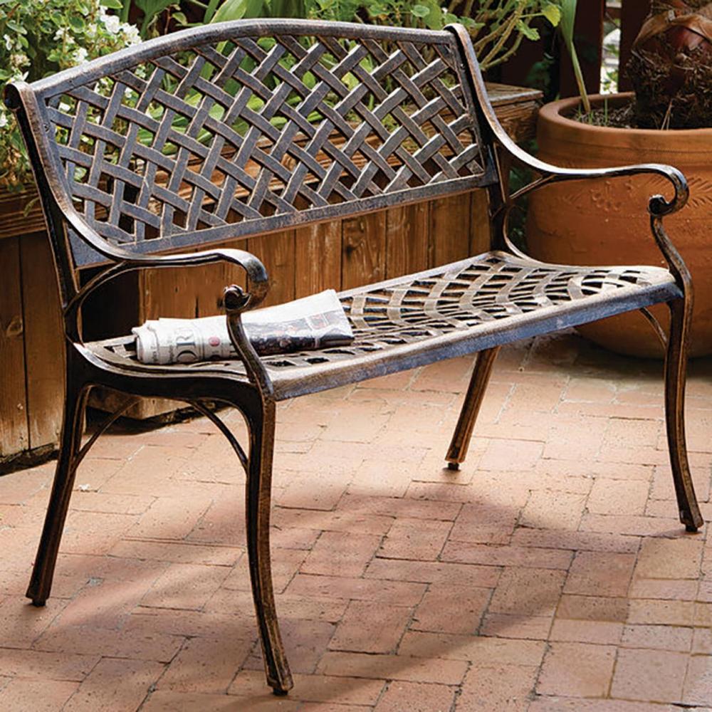 Antique Bronze Cast Aluminum Patio Bench - Image 3