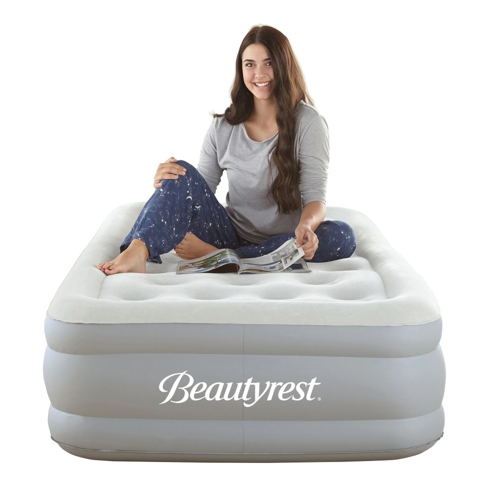 Beautyrest Sky Rise 14" Inflatable Air Mattress with Hands Free Multi-Purpose Electric Pump Twin