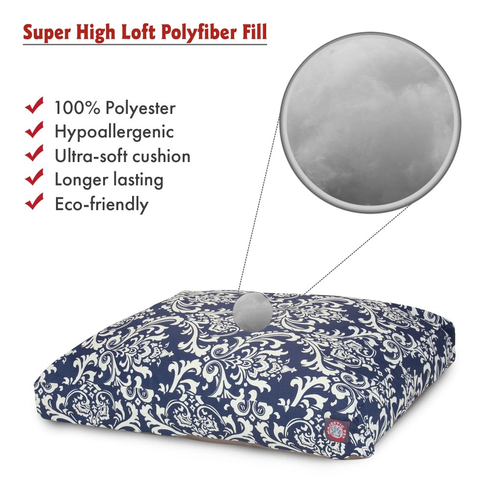 Majestic Pet French Quarter Rectangle Pet Bed For Dogs, Removable Cover, Navy Blue, Extra Large - Image 3
