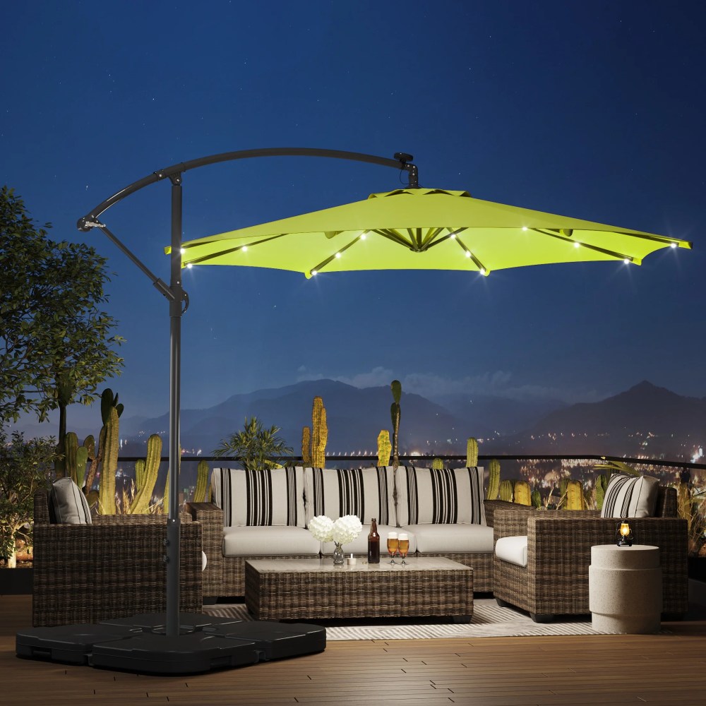 Westin Outdoor 94" Lime Green Solid Print Octagon Offset and Cantilever Patio Umbrellas - Image 9