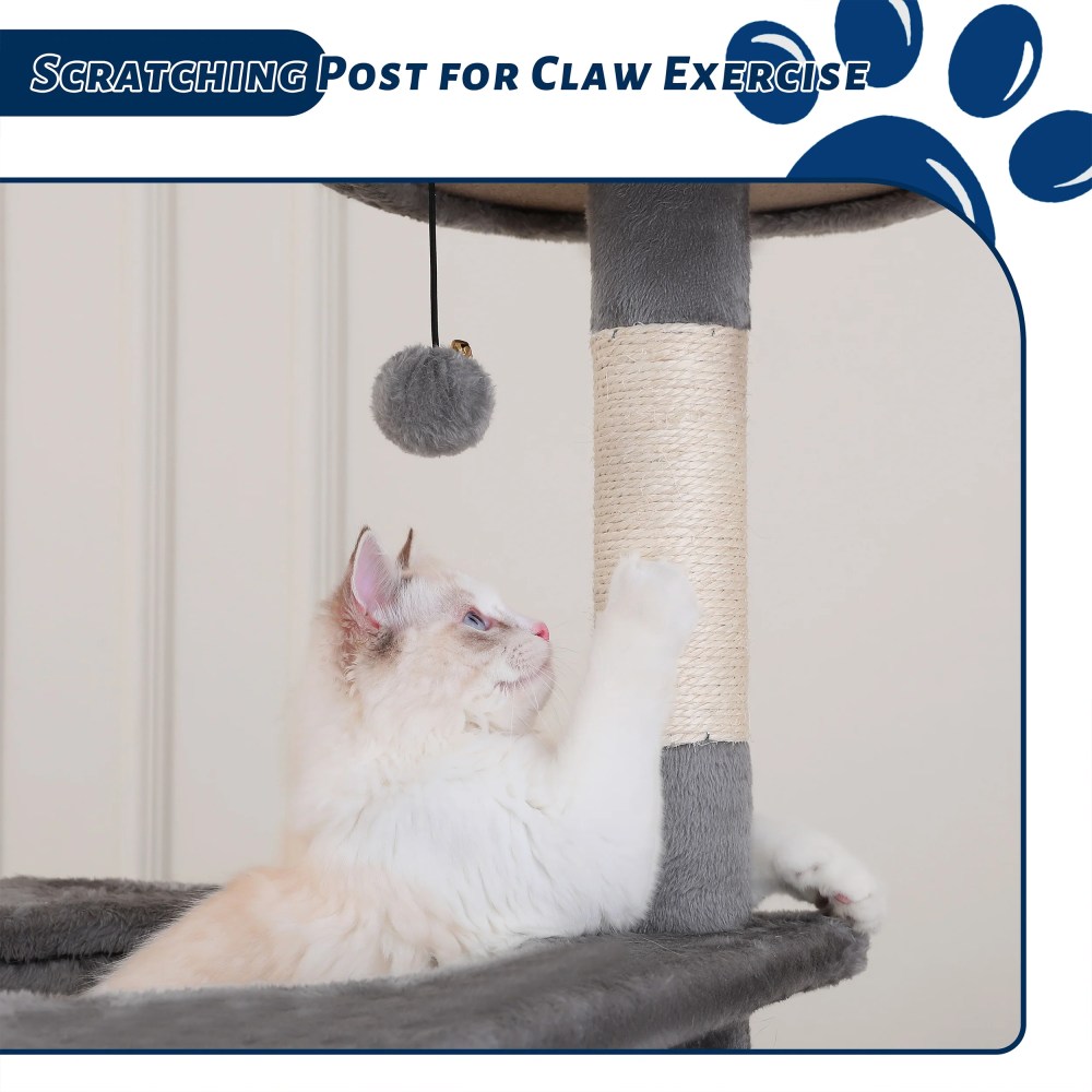 Vibrant Life 70" Cat Tree for Indoor Cat, Multi-Level Cat Tower with Scratching Posts, Gray - Image 7