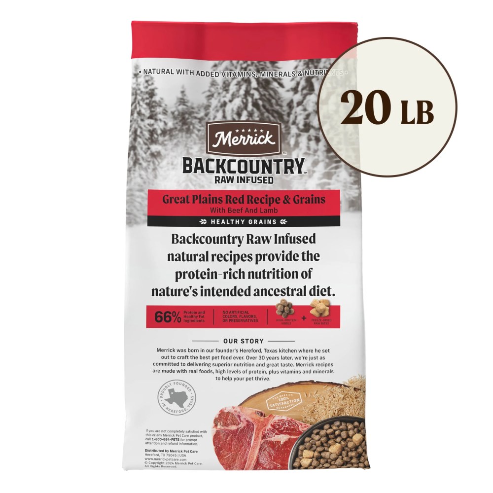 Merrick Backcountry Healthy Grains Kibble With Freeze Dried Raw Pieces, Great Plains Red Meat Recipe Dog Food, 20.0 lb. Bag - Image 11