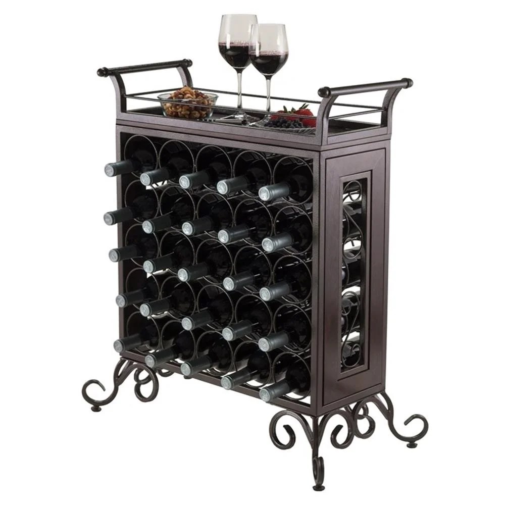 Winsome Silvano Transitional Wood/Metal Wine Rack with Removable Tray in Bronze - Image 2