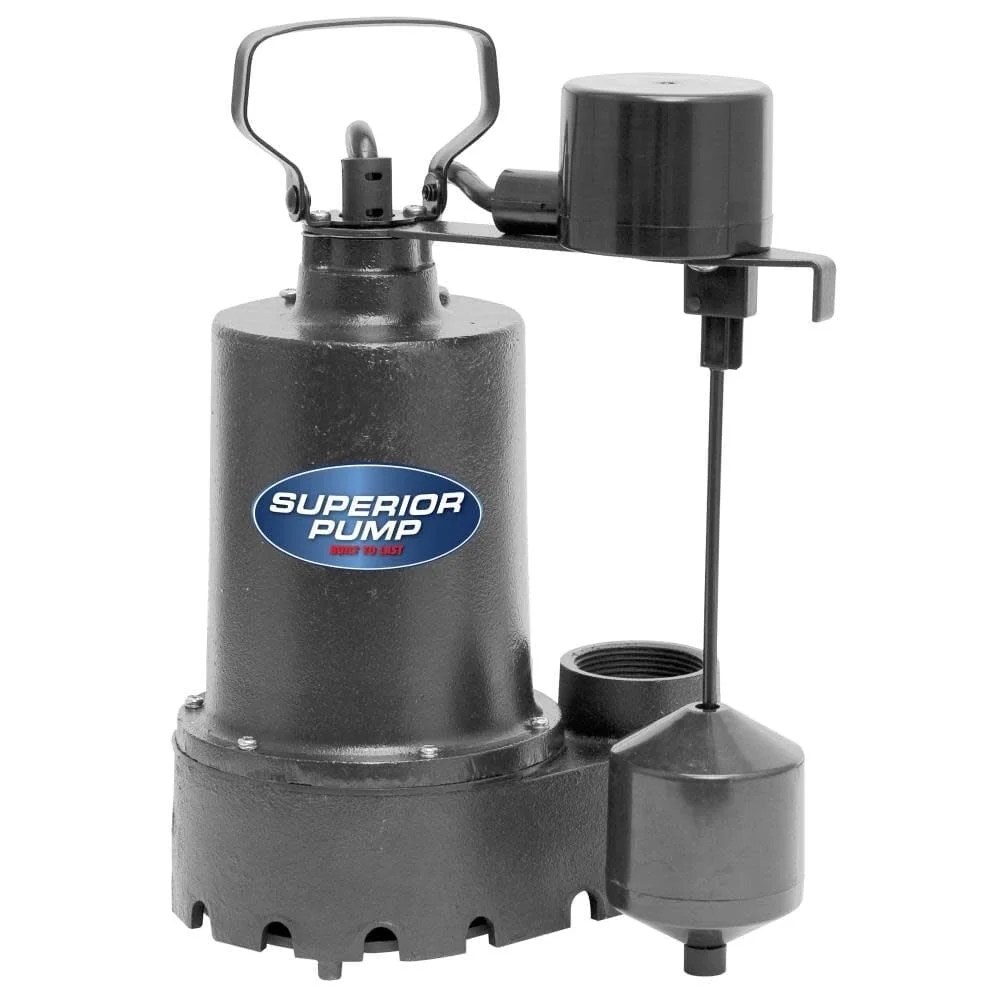 Superior Pump 92541, 1/2 HP, 4.9 Amps, 115 V, Black Electric Water Sump Pump