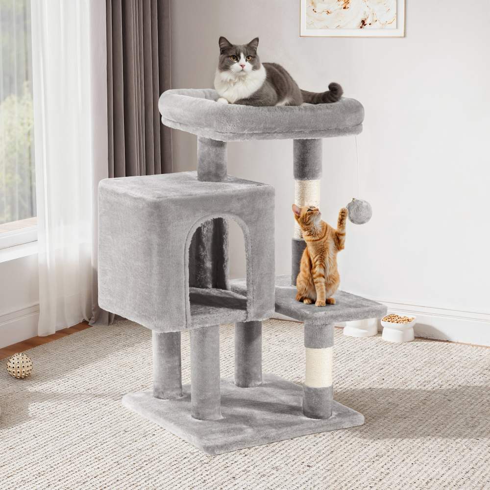 Einfach 29" Cat Tree Tower with Plush Perch Condo House for Indoor Cats & Scratching Post, Grey